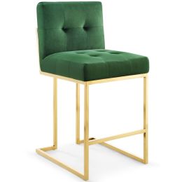 DunaWest Privy Gold Stainless Steel Performance Velvet Counter Stool