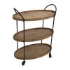 DunaWest 23 Inch Wood Bar Cart with 3 Tier Storage Trays and Metal Frame; Brown