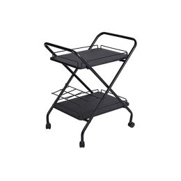 2-Tier Rolling Utility Cart with Wheels, Metal Bar Service Cart With Wine Rack, Lockable Wheel, Multi-Functional Storage Rack For Bar Office And Kitch