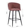 Modren Bar Stools Set of 2, 28'' Stools with Back for Kitchen, Metal Frame Velvet Upholstered, Kitchen Stools for Island, Rose