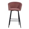 Modren Bar Stools Set of 2, 28'' Stools with Back for Kitchen, Metal Frame Velvet Upholstered, Kitchen Stools for Island, Rose