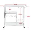 Bar Cart for Home, 3-Tier Mobile Kitchen Serving Cart with Glass Holder and Wine Rack, Rolling Wine Trolley with Tempered Glass and Chrome-Finished Me