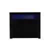 Living Room Sideboard Storage Cabinet Black High Gloss with LED Light, Modern Kitchen Unit Cupboard Buffet Wooden Storage Display Cabinet TV Stand wit