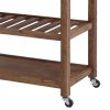 Dunawest 2 Drawers Wooden Frame Kitchen Cart with Metal Top and Casters; Brown and Gray