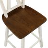 Farmhouse 2-Piece Counter Height Dining Chair Set, Wooden Kitchen Chair Set for Small Places, Walnut+Distressed White, Set of 2