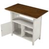 Farmhouse Counter Height Dining Table, Wooden Kitchen Table with Storage Cabinet and Shelves for Small Places