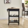 conifferism Kitchen Cart with Towel, Portable Kitchen Islands with Wheels, Microwave Cart with Storage Shelf for Dining Rooms Kitchens Black