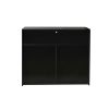 Living Room Sideboard Storage Cabinet Black High Gloss with LED Light, Modern Kitchen Unit Cupboard Buffet Wooden Storage Display Cabinet TV Stand wit