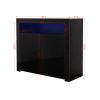 Living Room Sideboard Storage Cabinet Black High Gloss with LED Light, Modern Kitchen Unit Cupboard Buffet Wooden Storage Display Cabinet TV Stand wit