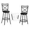 Vintage Industrial Counter Height Bar Stools Set of 2, Swivel Barstools with Metal Back for Kitchen Island, 26 Inch Height Round Seat