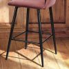 Modren Bar Stools Set of 2, 28'' Stools with Back for Kitchen, Metal Frame Velvet Upholstered, Kitchen Stools for Island, Rose