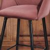 Modren Bar Stools Set of 2, 28'' Stools with Back for Kitchen, Metal Frame Velvet Upholstered, Kitchen Stools for Island, Rose