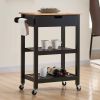 conifferism Kitchen Cart with Towel, Portable Kitchen Islands with Wheels, Microwave Cart with Storage Shelf for Dining Rooms Kitchens Black