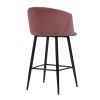 Modren Bar Stools Set of 2, 28'' Stools with Back for Kitchen, Metal Frame Velvet Upholstered, Kitchen Stools for Island, Rose