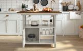 Farmhouse Counter Height Dining Table, Wooden Kitchen Table with Storage Cabinet and Shelves for Small Places