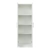 High wardrobe and kitchen cabinet with 2 doors and 3 partitions to separate 4 storage spaces, White