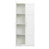 High wardrobe and kitchen cabinet with 2 doors and 3 partitions to separate 4 storage spaces,white