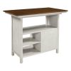 Farmhouse Counter Height Dining Table, Wooden Kitchen Table with Storage Cabinet and Shelves for Small Places