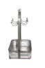 Rustic Style Galvanized Metal Crockery Holder with Six Cup Hooks; Gray