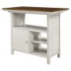 Farmhouse Counter Height Dining Table, Wooden Kitchen Table with Storage Cabinet and Shelves for Small Places