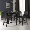 5-Piece Kitchen Table Set Faux Marble Top Counter Height Dining Table Set with 4 PU Leather-Upholstered Chairs (Black)