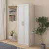 High wardrobe and kitchen cabinet with 2 doors and 3 partitions to separate 4 storage spaces, White