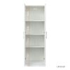 High wardrobe and kitchen cabinet with 2 doors and 3 partitions to separate 4 storage spaces, White