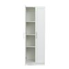 High wardrobe and kitchen cabinet with 2 doors and 3 partitions to separate 4 storage spaces, White