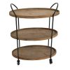 DunaWest 23 Inch Wood Bar Cart with 3 Tier Storage Trays and Metal Frame; Brown