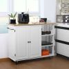 Kitchen Island Cart Wood Kitchen Islands with Large Trolley Cart with Large Cabinet, Towel Rack, Kitchen and Dining Room Utensils Organizer on Wheels