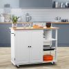 Kitchen Island Cart Wood Kitchen Islands with Large Trolley Cart with Large Cabinet, Towel Rack, Kitchen and Dining Room Utensils Organizer on Wheels