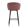 Modren Bar Stools Set of 2, 28'' Stools with Back for Kitchen, Metal Frame Velvet Upholstered, Kitchen Stools for Island, Rose