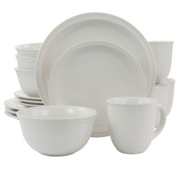 Gibson Home 16 Piece Siam Stoneware Dinnerware Set in White