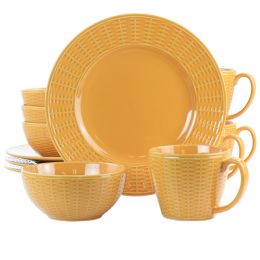 Gibson Home Cairo Sunset 12 Piece Ceramic Dinnerware Set in Orange