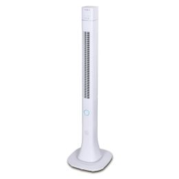 Optimus F-7585WH 48-Inch Pedestal Tower Fan with Remote, LED, and Bluetooth