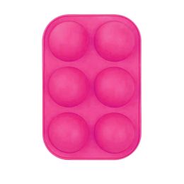 6 Holes DIY Ball Sphere Mold Silicone Cake Chocolate Candy Mould Kitchen Baking Soap Jelly Mold (Color: Hot Pink, size: 2pcs)