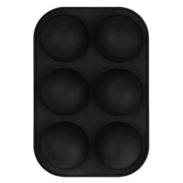 6 Holes DIY Ball Sphere Mold Silicone Cake Chocolate Candy Mould Kitchen Baking Soap Jelly Mold (Color: Black, size: 1Pcs)