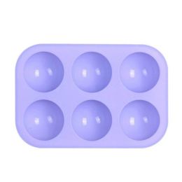 6 Holes DIY Ball Sphere Mold Silicone Cake Chocolate Candy Mould Kitchen Baking Soap Jelly Mold (Color: Purple, size: 1Pcs)