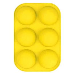 6 Holes DIY Ball Sphere Mold Silicone Cake Chocolate Candy Mould Kitchen Baking Soap Jelly Mold (Color: Yellow, size: 2pcs)