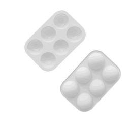 6 Holes DIY Ball Sphere Mold Silicone Cake Chocolate Candy Mould Kitchen Baking Soap Jelly Mold (Color: White, size: 2pcs)