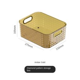 Yimijia Desktop Cosmetics Storage Box Sundry Snack Storage Basket Kitchen Sorting Box Household Plastic Storage Box (colour: Amber gold)