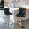 Furniture,Golden Swivel Velvet Barstools Adjusatble Seat Height from 25-33 Inch, Modern Upholstered Bar Stools with Backs Comfortable Tufted for Home