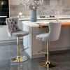 Furniture,Golden Swivel Velvet Barstools Adjusatble Seat Height from 25-33 Inch, Modern Upholstered Bar Stools with Backs Comfortable Tufted for Home