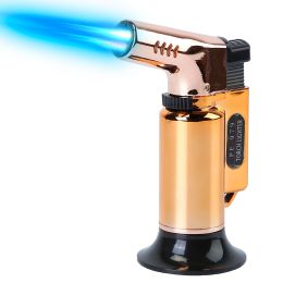 Culinary Butane Torch Lighter Refillable Blow Torch Adjustable Flame Kitchen Cooking BBQ Torch  (Gas Not Included) (Color: Gold)