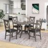 Mid-Century 5-Piece Dining Table Set;  Round Table with Cross Legs;  4 Upholstered Chairs for Small Places;  Kitchen;  Studio