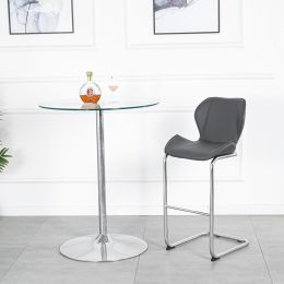 Bar chair modern design for dining and kitchen barstool with metal legs set of 4 (Color: Gray)