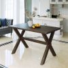 Farmhouse Rustic Wood Kitchen Dining Table with X-shape Legs