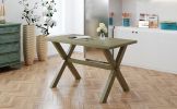 Farmhouse Rustic Wood Kitchen Dining Table with X-shape Legs