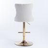 Furniture,Golden Swivel Velvet Barstools Adjusatble Seat Height from 25-33 Inch, Modern Upholstered Bar Stools with Backs Comfortable Tufted for Home