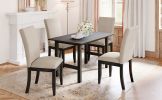 Farmhouse 5-Piece Wood Dining Table Set for 4;  Kitchen Furniture Set with 4 Upholstered Dining Chairs for Small Places;